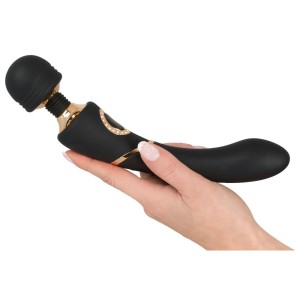 Massaggiatore Magic Wand 2 in 1 in Silicone Cleopatra 24,2 x 4,3 cm Nero Ricaricabile