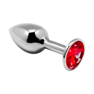 Plug Anale in Metallo con Gemma Rosso MINI METAL L 9 x 4,1 cm Argento