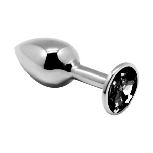 Plug Anale in Metallo con Gemma Nero MINI METAL L 9 x 4,1 cm Argento