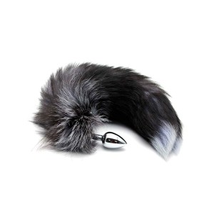 Plug Anale in Metallo con Coda di 37 cm da Volpe Nero B&WFTAIL S 7 x 3,2 cm Argento