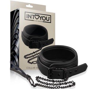 Collare in Pelle Vegana con Guinzaglio Black Shadow Nero