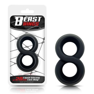 Anello Fallico Doppio in Silicone da 2 cm Beast Rings Nero