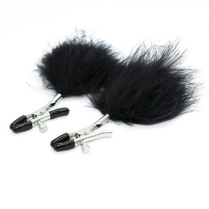 Pinze Strizza Capezzoli Regolabili con Pompon LateToBed BDSM Line Nero