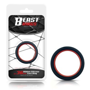Anello Fallico in Silicone da 3,6 cm Beast Rings Rosso e Nero