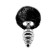 Plug Anale in Metallo con Pompon Nero FLUFFY TWIST L 9 x 4 cm Argento